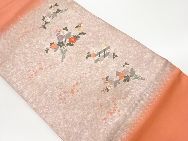 JAPANESE KIMONO / VINTAGE NAGOYA OBI / WOVEN FLORAL RAFT